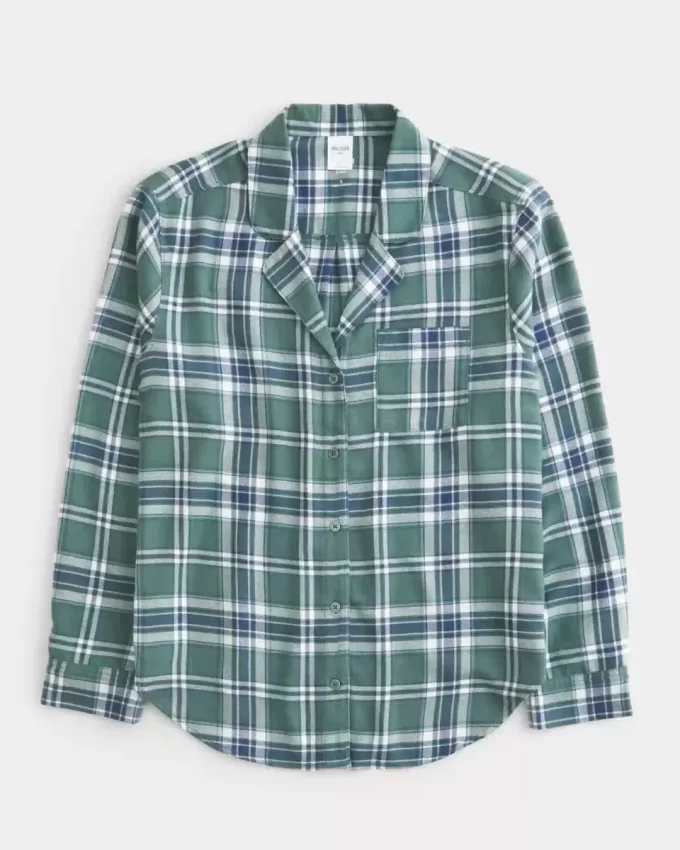 Pitkähihainen flanellipyjamatoppi Pitkähihainen flanellipyjamatoppi