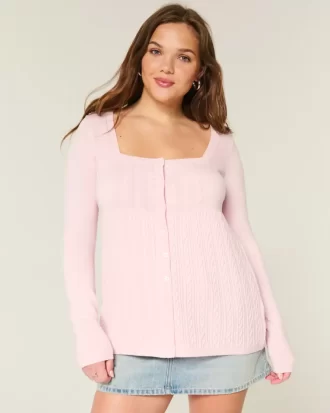 Pitkähihainen neliömäinen Babydoll-neulepaita