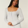 Pitkähihainen neliömäinen Babydoll-neulepaita Pitkähihainen neliömäinen Babydoll-neulepaita