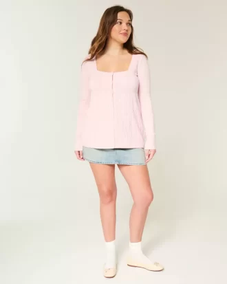 Pitkähihainen neliömäinen Babydoll-neulepaita