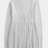 Pitkähihainen neliömäinen Babydoll-neulepaita Pitkähihainen neliömäinen Babydoll-neulepaita