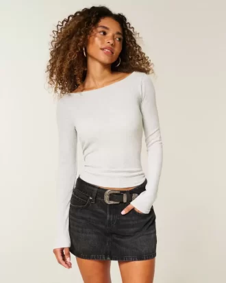Pitkähihainen slash-neck toppi