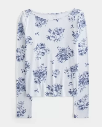 Pitkähihainen slash-neck toppi