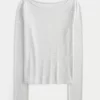 Pitkähihainen slash-neck toppi Pitkähihainen slash-neck toppi