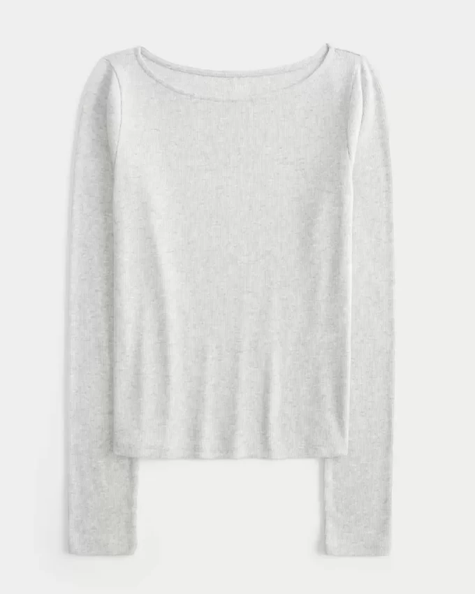 Pitkähihainen slash-neck toppi Pitkähihainen slash-neck toppi
