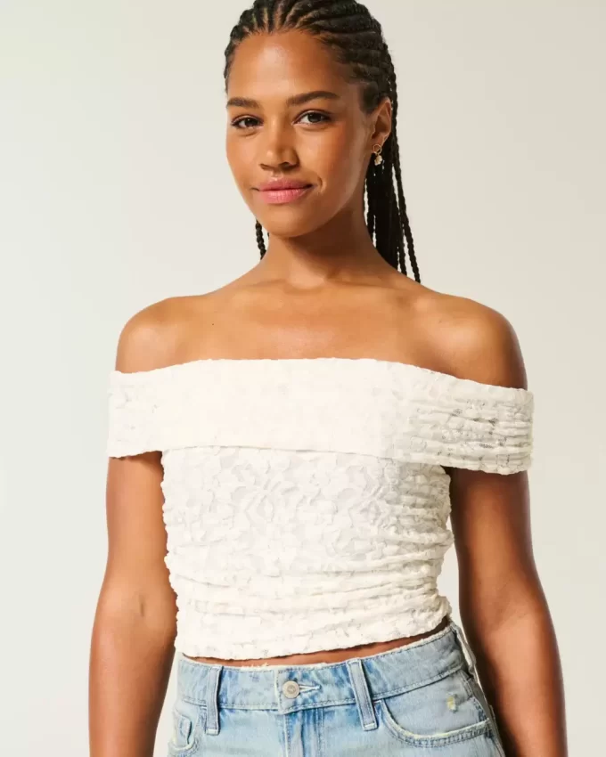 Pitsi Foldover Off-the-Shoulder Top