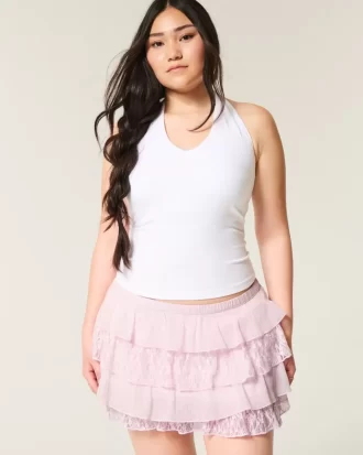 Pitsi-sifonki porrastettu Mini Skort
