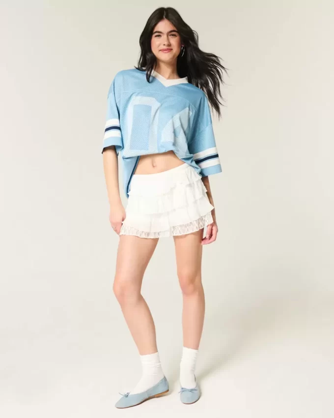 Pitsi-sifonki porrastettu Mini Skort