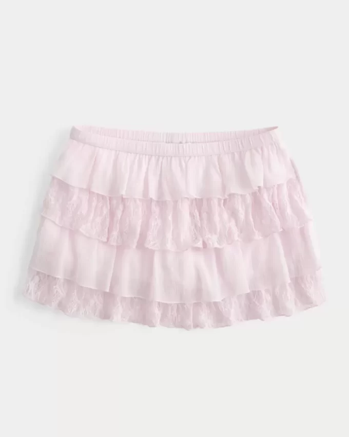 Pitsi-sifonki porrastettu Mini Skort