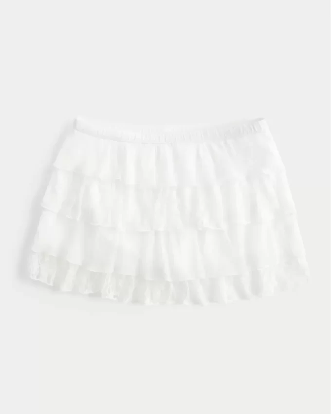 Pitsi-sifonki porrastettu Mini Skort