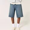 Polven alapuolelle ulottuvat Dark Wash Super Baggy Denim shortsit Polven alapuolelle ulottuvat Dark Wash Super Baggy Denim shortsit