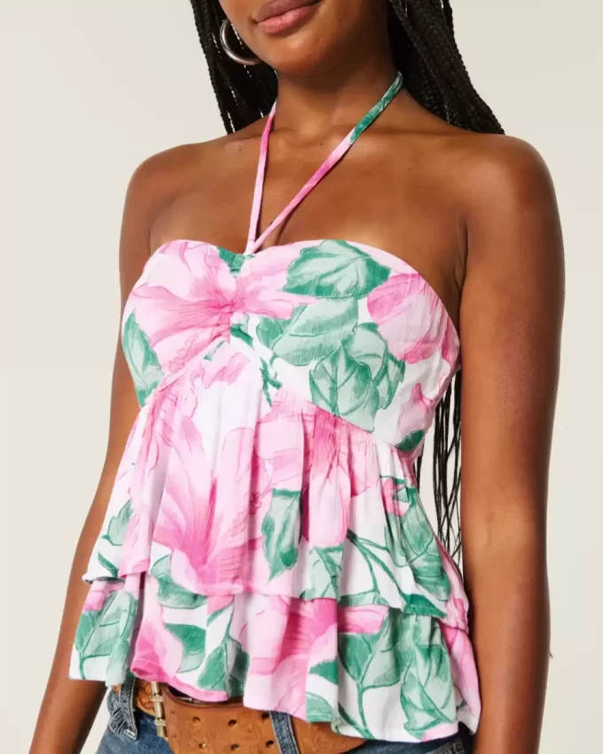 Porrastettu riimu Babydoll Top Porrastettu riimu Babydoll Top
