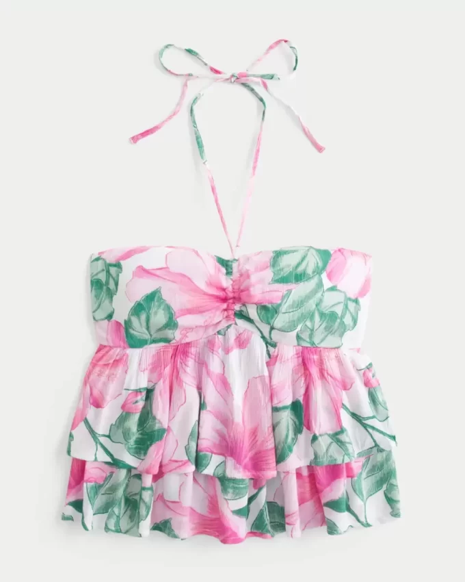 Porrastettu riimu Babydoll Top Porrastettu riimu Babydoll Top
