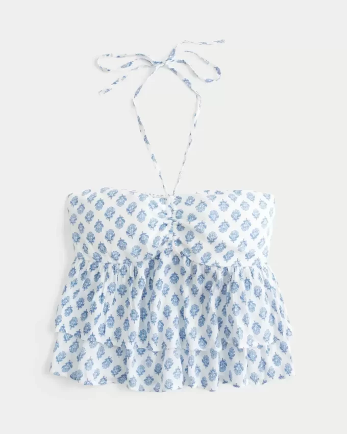 Porrastettu riimu Babydoll Top Porrastettu riimu Babydoll Top