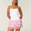 Porrastettu sifonki Mini Skort