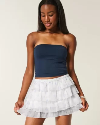 Porrastettu sifonki Mini Skort