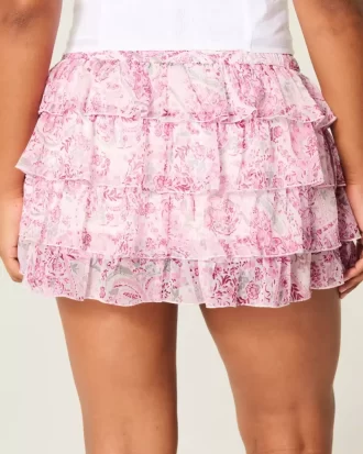 Porrastettu sifonki Mini Skort