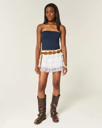Porrastettu sifonki Mini Skort