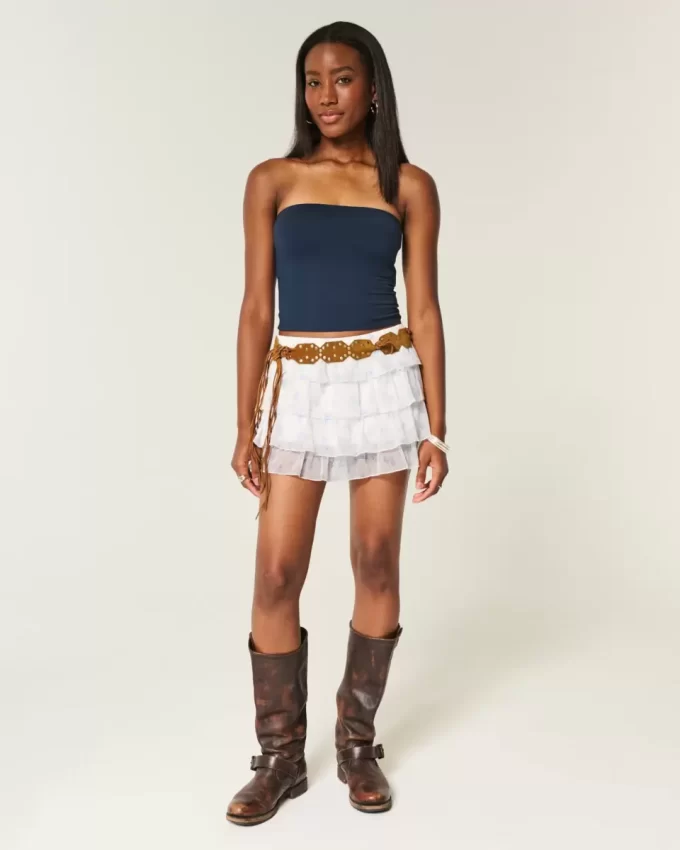 Porrastettu sifonki Mini Skort