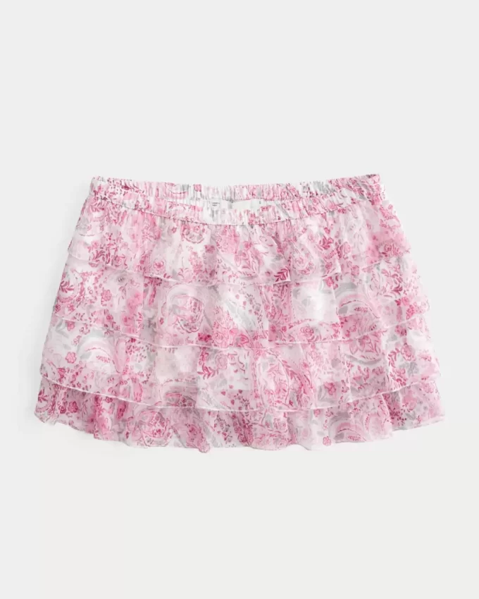 Porrastettu sifonki Mini Skort