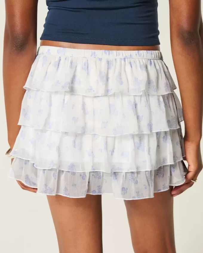 Porrastettu sifonki Mini Skort