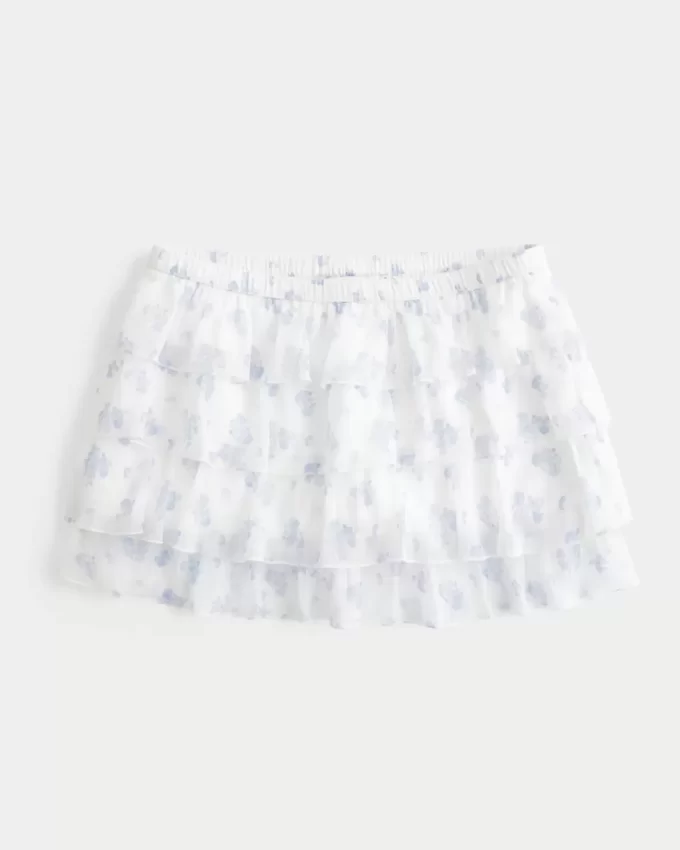 Porrastettu sifonki Mini Skort