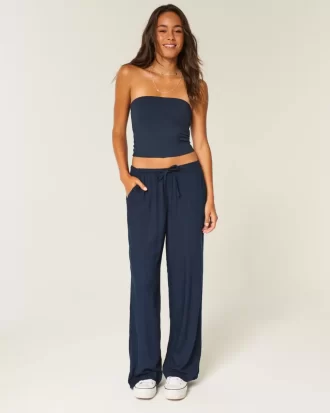 Pull-on Slub-housut