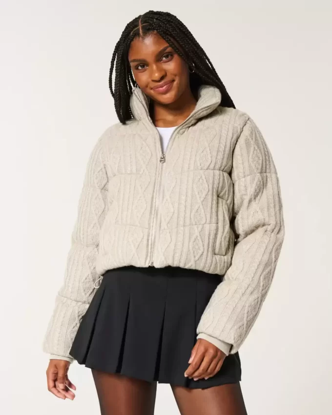 Pusero-neulottu minipuffertakki Pusero-neulottu minipuffertakki