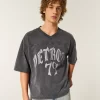 Raskas Baggy Crop Detroit Graphic Football T-paita Raskas Baggy Crop Detroit Graphic Football T-paita