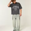 Raskas Baggy Crop Detroit Graphic Football T-paita Raskas Baggy Crop Detroit Graphic Football T-paita