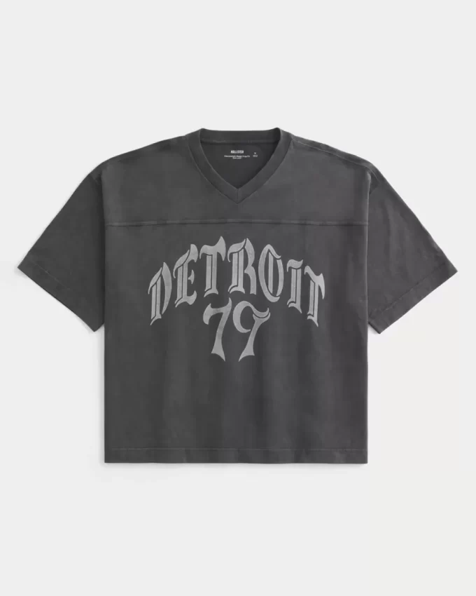 Raskas Baggy Crop Detroit Graphic Football T-paita Raskas Baggy Crop Detroit Graphic Football T-paita
