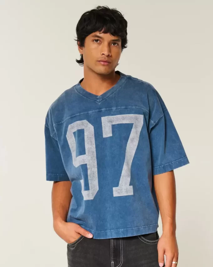 Raskas Baggy Crop Varsity Graphic Football T-paita Raskas Baggy Crop Varsity Graphic Football T-paita
