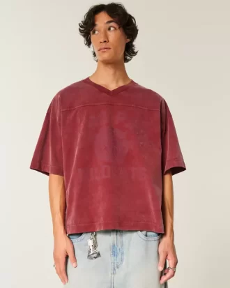 Raskas Baggy Crop Varsity Graphic Football T-paita