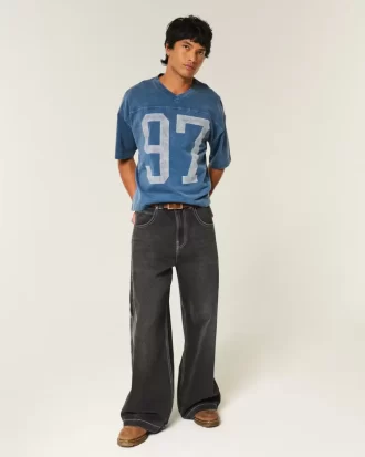 Raskas Baggy Crop Varsity Graphic Football T-paita