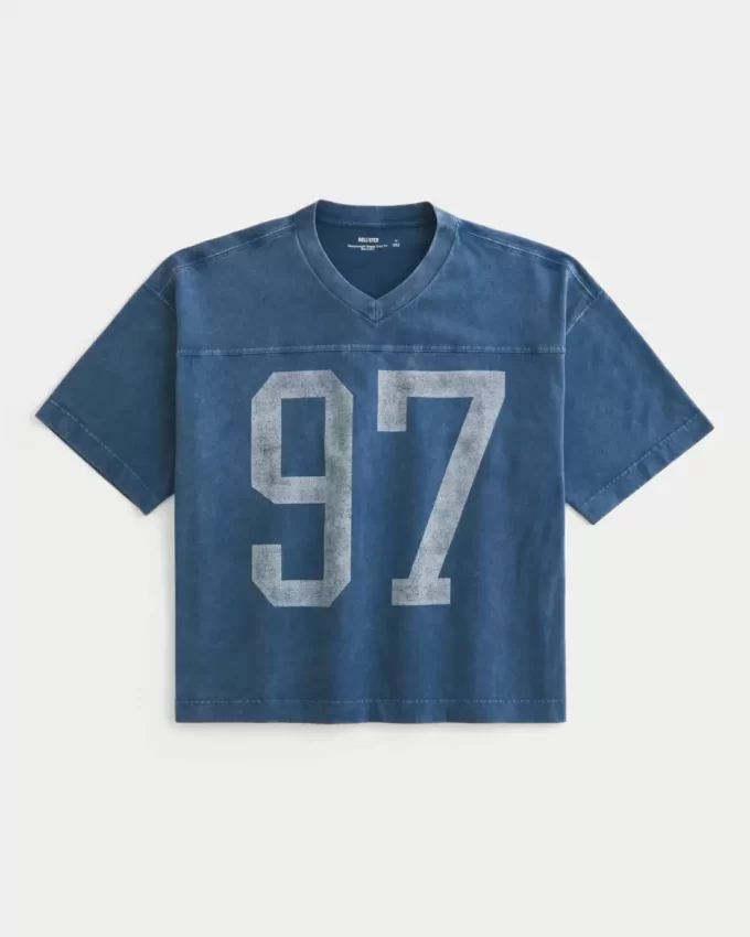 Raskas Baggy Crop Varsity Graphic Football T-paita Raskas Baggy Crop Varsity Graphic Football T-paita