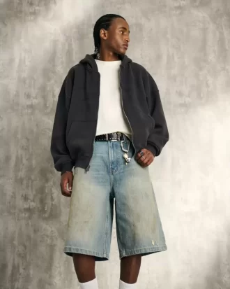 Rasvatut Medium Wash Super Baggy Denim shortsit