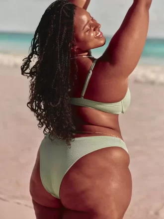 Ribbed High-Leg pörköin Bikini Bottom