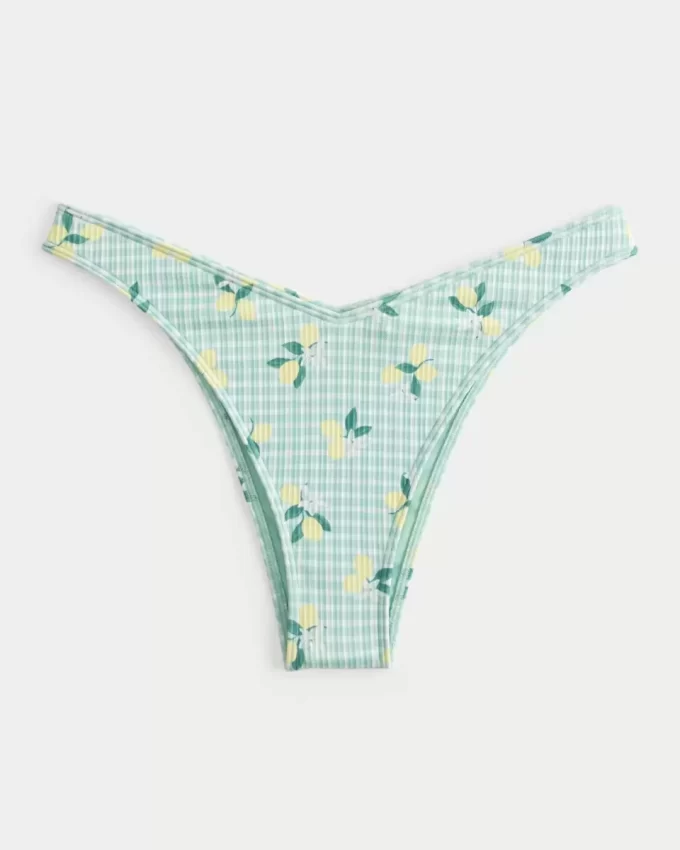 Ribbed High-Leg pörköin Bikini Bottom