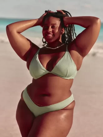 Ribbed High-Leg pörköin Bikini Bottom