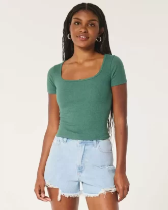 Ribbed Neck-neck Baby T-paita