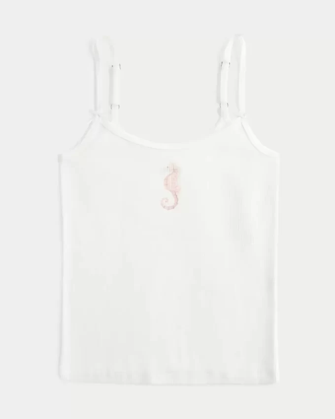 Ribbed Seahorse Graphic Cami