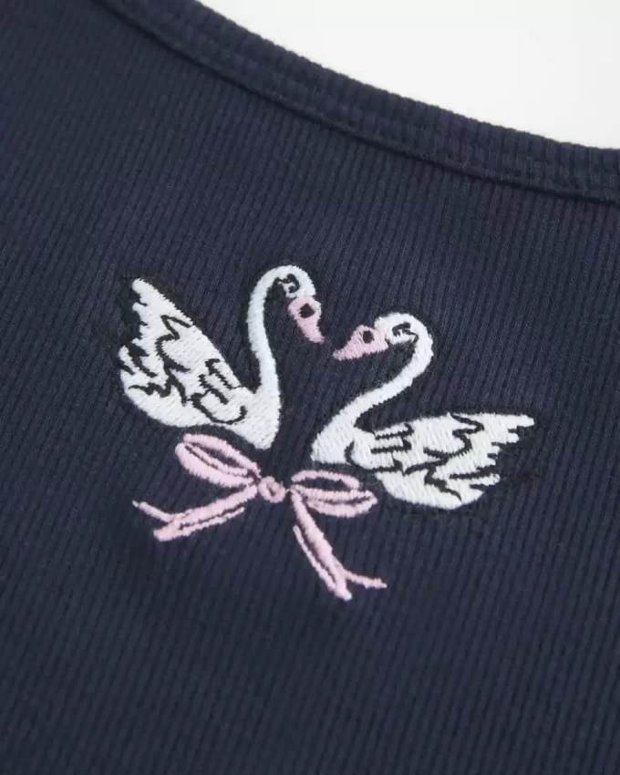 Ribbed Swan Graphic Cami
