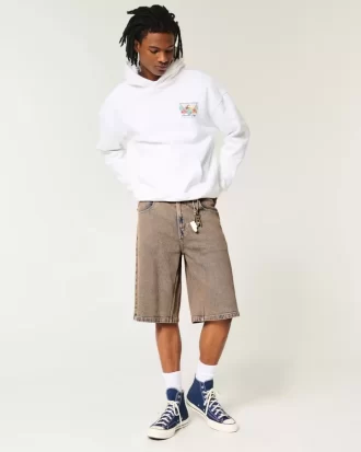 Ruskeat Overdye Super Baggy Denim shortsit