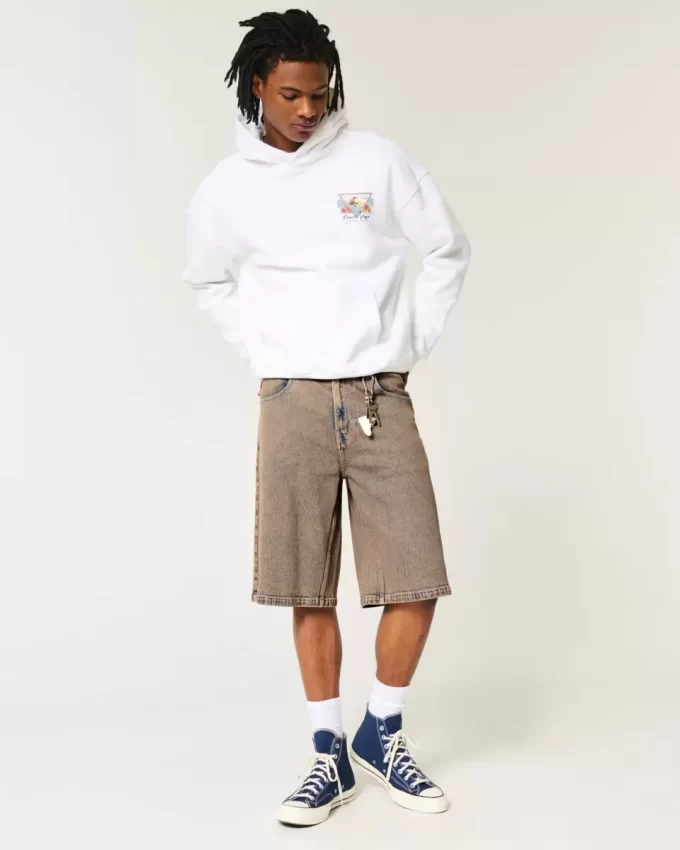 Ruskeat Overdye Super Baggy Denim shortsit