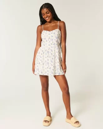 Selkä avoin pellavasekoite Skort-mekko