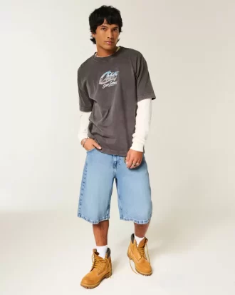 Skull Graphic Super Baggy Denim shortsit