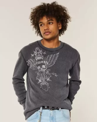 Skull Graphic Thermal Crew -paita