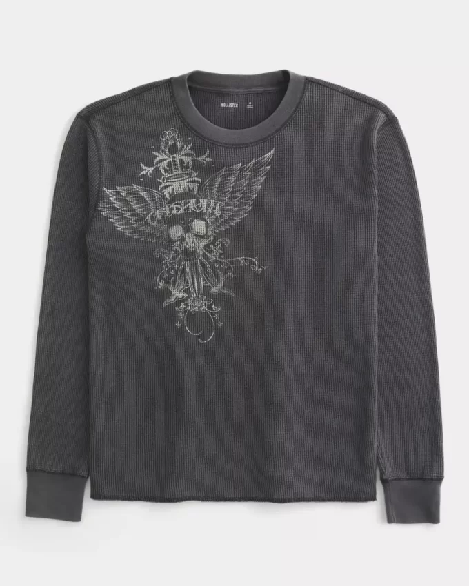 Skull Graphic Thermal Crew -paita Skull Graphic Thermal Crew -paita