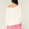 Slouchy Off-the-Shoulder Flag Heart Graphic -villapaita Slouchy Off-the-Shoulder Flag Heart Graphic -villapaita