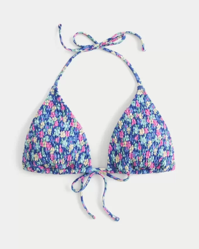 Smocked Halter Triangle Bikinitoppi Smocked Halter Triangle Bikinitoppi